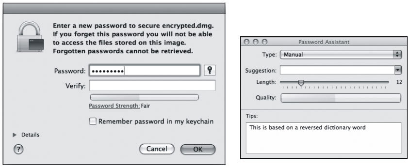 Рис. 3.42. Mac OS X включает в свой состав удобную утилиту Password Assistant для генерации паролей и оценки их стойкости ко взлому